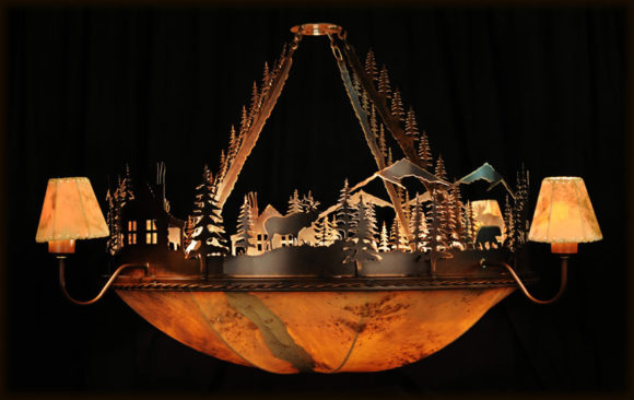 Lodge W Sheep Skin 9 Light 60 Dome Chandelier Rustics Lodge W Sheep Skin 9 Light 60 Dome Chandelier